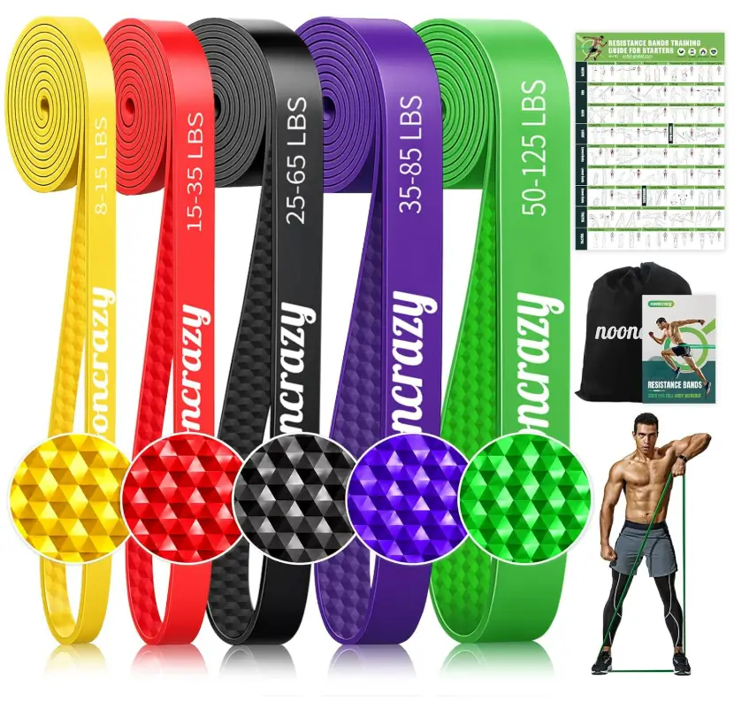 Long Resistance Bands for Working Out, 8-125 Lbs Pull Up Resistance Bands