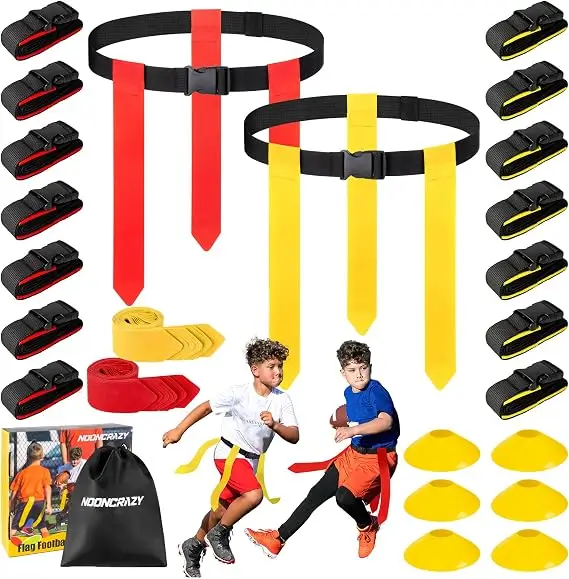 Flag Football Belts, Adjustable Flag Football Set for Kids, Youth, Adult