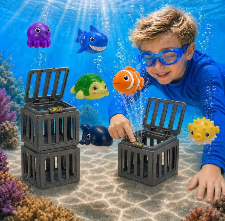 Pool Diving Toys for Kids, 6PCS Underwater Dive Rescue Toys for Pool Game
